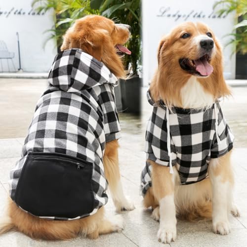 Mrcopetal Hunde-Kapuzenpullover, kariert, Sweatshirt, Welpenpullover, weich gebürstetes Fleece, Hoodies für Hunde mit Reißverschlusstasche, Wintermantel, Baumwolle, Haustier-Kapuzenpullover, für Mrcopetal Hunde-Kapuzenpullover, kariert, Sweatshirt, Welpenpullover, weich gebürstetes Fleece, Hoodies für Hunde mit Reißverschlusstasche, Wintermantel, Baumwolle, Haustier-Kapuzenpullover, für von Mrcopetal