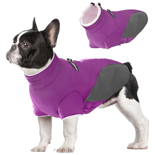 Mrcopetal Wintermantel für Hunde, kaltes Wetter, warme Fleece-gefütterte Kleidung, winddicht, reflektierend, Rollkragen-Schneeanzug mit Geschirr, Weste für kleine, mittelgroße und große Hunde, Lila Mrcopetal Wintermantel für Hunde, kaltes Wetter, warme Fleece-gefütterte Kleidung, winddicht, reflektierend, Rollkragen-Schneeanzug mit Geschirr, Weste für kleine, mittelgroße und große Hunde, Lila von Mrcopetal