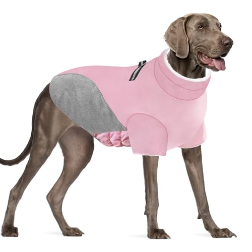 Mrcopetal Wintermantel für Hunde, kaltes Wetter, warme Fleece-gefütterte Kleidung, winddicht, reflektierend, Rollkragen-Schneeanzug mit Geschirr, Weste für kleine, mittelgroße und große Hunde, Rosa, Mrcopetal Wintermantel für Hunde, kaltes Wetter, warme Fleece-gefütterte Kleidung, winddicht, reflektierend, Rollkragen-Schneeanzug mit Geschirr, Weste für kleine, mittelgroße und große Hunde, Rosa, von Mrcopetal