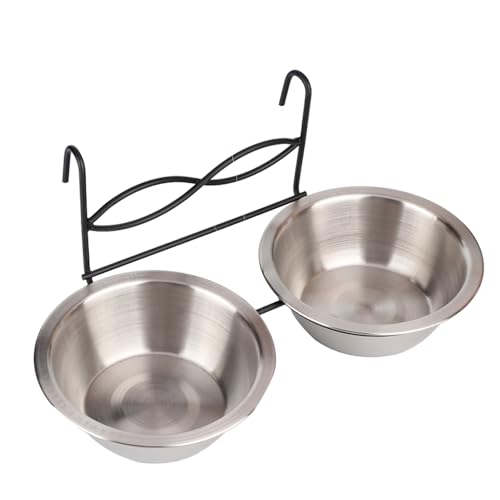 Edelstahl-Doppel-Futterstation zum Aufhängen, Futterspender mit Haken für Katze, Haustier, Hund, Welpen, Käfig, Zwinger und Kiste, Futterschale für Futter Wasser, Hundeteller, Futternapf Edelstahl-Doppel-Futterstation zum Aufhängen, Futterspender mit Haken für Katze, Haustier, Hund, Welpen, Käfig, Zwinger und Kiste, Futterschale für Futter Wasser, Hundeteller, Futternapf von Mrisata