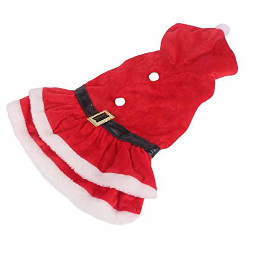 Mrisata Haustier-Weihnachtskleid, Haustier-Weihnachtsmann-Kleid, Haustier-Weihnachtskleid, Weich, Verdickt, Doppelseitig, Korallenvlies, Atmungsaktiv, Knopfverschluss, (L) von Mrisata