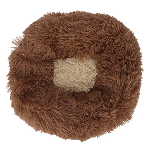 Mrisata Haustierbett, Katzenbett, Hält Warm, Atmungsaktiv, Selbstwärmend, Plüsch-Haustierbett, Rundes Hundebett für Schlaf und Ruhe, Kaffeebraun, 50 cm (Kaffee) von Mrisata