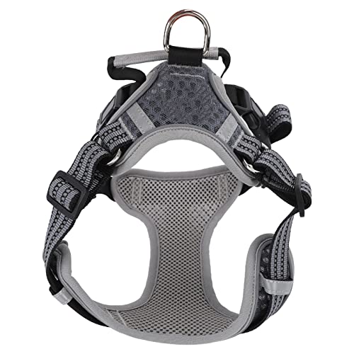 Mrisata Hundegeschirr, Outdoor-Hundegeschirr, Haustiergeschirr, Atmungsaktives Mesh, Explosionssicher, Haustierweste, Geschirr für Outdoor-Aktivitäten, Nachtspaziergänge, Grau, M (XL) von Mrisata