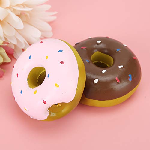 Mrisata Hundespielzeug aus Kunststoff, Donut-Zähne, 6,3 cm, 2 Stück, Latex, Haustier-Donut-Form, Klingende Zähne, Reinigungsschutz, Kauen, Beißen, Interaktives Trainingsspielzeug für Hunde von Mrisata