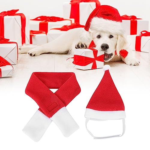 Mrisata Süßes Haustier Hund Weihnachtsmütze Schal Halsband Geburtstag Weihnachten Kostüm Welpen Kätzchen Kleine Haustiere (M) von Mrisata