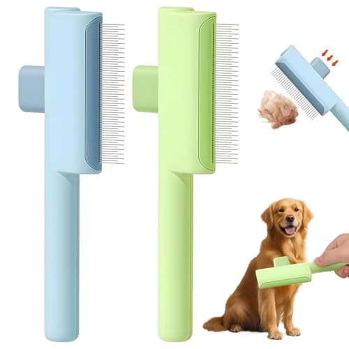 Mrltau 2 Pcs Selbstreinigender Fellblitzbürste Katzen Hunde, Fellblitz-Bürste Edelstahl-Zähne Lang & Kurz, Fellblitz Bürste Katze, Katzenkamm, Unterfellbürste Katze, Katzenhaarbürste(Blau + Grün) Mrltau 2 Pcs Selbstreinigender Fellblitzbürste Katzen Hunde, Fellblitz-Bürste Edelstahl-Zähne Lang & Kurz, Fellblitz Bürste Katze, Katzenkamm, Unterfellbürste Katze, Katzenhaarbürste(Blau + Grün) von Mrltau