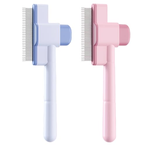 Mrltau 2 Pcs Selbstreinigender Fellblitzbürste Katzen Hunde, Fellblitz-Bürste Edelstahl-Zähne Lang & Kurz, Katzenkamm, Unterfellbürste Katze, Fellblitz Bürste Katze, Katzenhaarbürste(Blau + Rosa) Mrltau 2 Pcs Selbstreinigender Fellblitzbürste Katzen Hunde, Fellblitz-Bürste Edelstahl-Zähne Lang & Kurz, Katzenkamm, Unterfellbürste Katze, Fellblitz Bürste Katze, Katzenhaarbürste(Blau + Rosa) von Mrltau