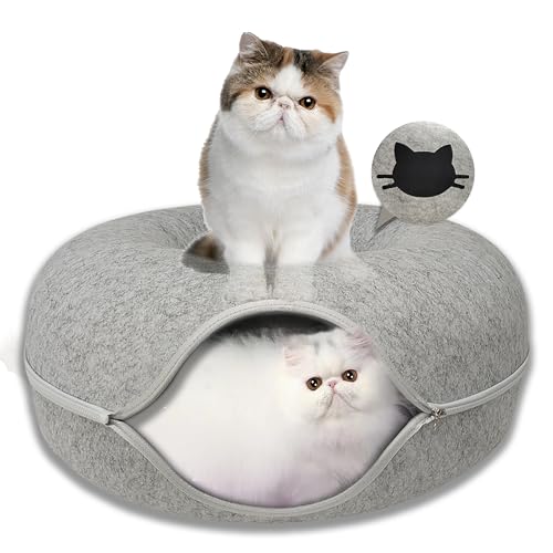 Donut Katzentunnelbett, Peekaboo Katzenhöhle für große Katzen bis zu 13,6 kg, interaktives Spielzelt, Haus für mehrere Katzen, abnehmbar, kratzfest, mit Sichtfenster Donut Katzentunnelbett, Peekaboo Katzenhöhle für große Katzen bis zu 13,6 kg, interaktives Spielzelt, Haus für mehrere Katzen, abnehmbar, kratzfest, mit Sichtfenster von Mrocioa