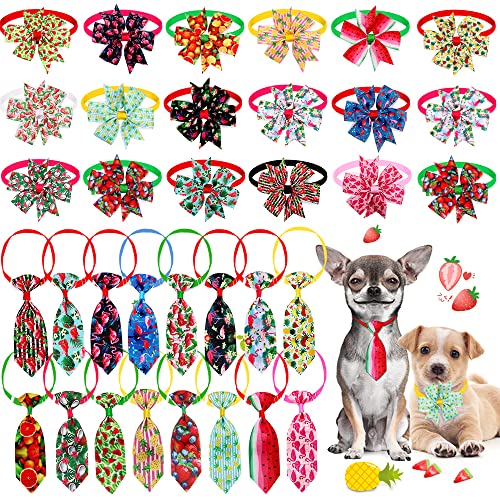 32 Stück Sommer-Hunde-Fliegen, Hundehalsband, Fliegen mit verstellbarer Schnalle, Hawaii-Obst-Stil, grundlegende Hundehalsbänder für kleine mittlere Hunde, Fellpflegezubehör für Haustierbedarf von Mruq pet