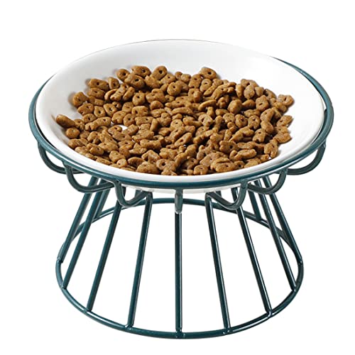 Angehobene Keramik-Katzenschale mit Metallstill von Mskmnkot
