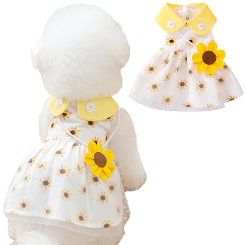 Hundekleid, weiche atmungsaktive süße 3D -Sonnenblumen -Welpenkleid, Elegante Prinzessin Spitze Blumenhundrock für Gewicht 5 bis 8 Pfund Haustier -Outfit Hundekleid, weiche atmungsaktive süße 3D -Sonnenblumen -Welpenkleid, Elegante Prinzessin Spitze Blumenhundrock für Gewicht 5 bis 8 Pfund Haustier -Outfit von Mskmnkot
