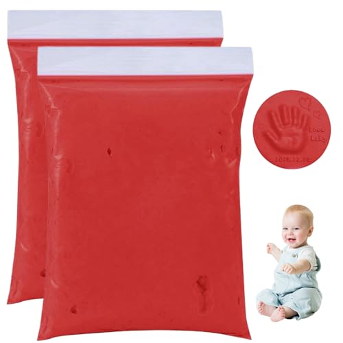 Mskmnkot Hand- und Fußdrucken für Baby, 2pcs 40 g weiche Luft trockener Ton für Kinder, DIY Air Trockenmodellierendon, lustiges Handabdruck Kit für Mädchen Jungen Geschenke von Mskmnkot