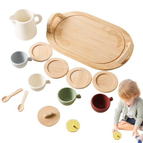 Mskmnkot Kinder Tee-Sets für 3-6 Mädchen und Jungen Simulation niedliche Lebensmittel-Tee-Party-Set und Leckdosen-Entwicklungs-Silikon-Holz-Set für Rollenspiele, so Mskmnkot Kinder Tee-Sets für 3-6 Mädchen und Jungen Simulation niedliche Lebensmittel-Tee-Party-Set und Leckdosen-Entwicklungs-Silikon-Holz-Set für Rollenspiele, so von Mskmnkot