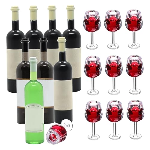 Mskmnkot Mini Weinflaschen 18pcs 1:12 Harz Safe Mini Alkoholflaschen Dekoration Tragbares wasserdichte Getränkebecher Küchenzubehör für Dollhouse Dekor von Mskmnkot