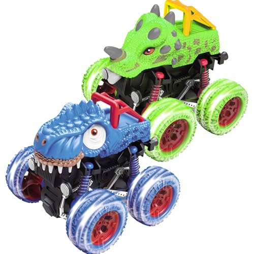Mskmnkot Monster Truck Toys 2pcs Dinosaurier Monster -Maschinen Spielzeug 3.4x3.4x3.7 Zoll süße lustige Lastwagen für Jungen von Mskmnkot