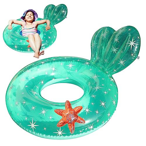 Mskmnkot Schwimmring Kinder transparenter schwimmender Ring mit Rückenlehne Design süßes aufblasbares Schwimmrohr für Wassersport für 5-9 Jahre Kinder blau geeignet von Mskmnkot
