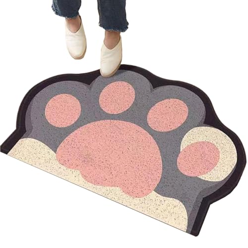 Nette Wurfmatte 16 x 24 Zoll Cartoon Katze Pfoten Muster Müllmatte Anti -Schlupf -Haustür Einfache saubere weiche Matte für Katze Kreative Schneidenbodenmatten für Eingang, Badezimmer von Mskmnkot
