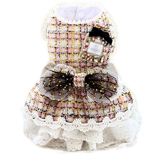 Handgefertigte Hundebekleidung Mode Jahrgang Kamelie Tweed Pet Kleid Mantel Katzen Pudel Maltesisch Französisch Pull Florida (Größe: XX-Large) (X) von Msuiiixcccc