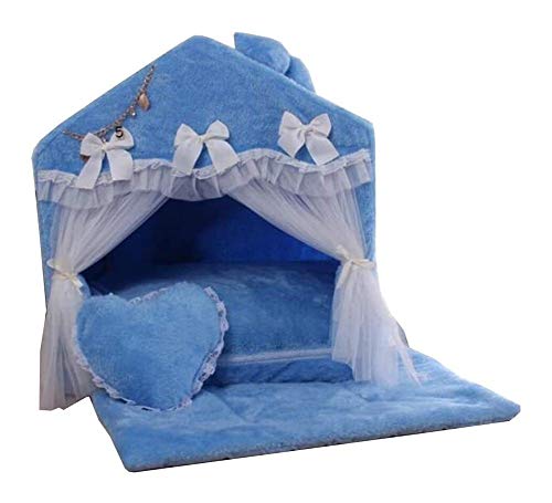 Haustier Betten für Hund Haustier Bett Aufenthalt mit Anti-Rutsch-Boden Elegant schönes Bett Hundehütte Wärmende Haustier Nest Prinzessin Schleifen Spitze Herz Design Haus für Katzen y von Msuiiixcccc