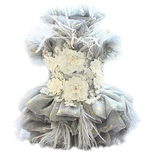 Haustier Hundekleid Handgearbeitet bestickt Kurzen Stil Prinzessin Brautkleid für kleine Hunde Kleidung Schmücken Perle (Größe: X-Small) (klein) von Msuiiixcccc