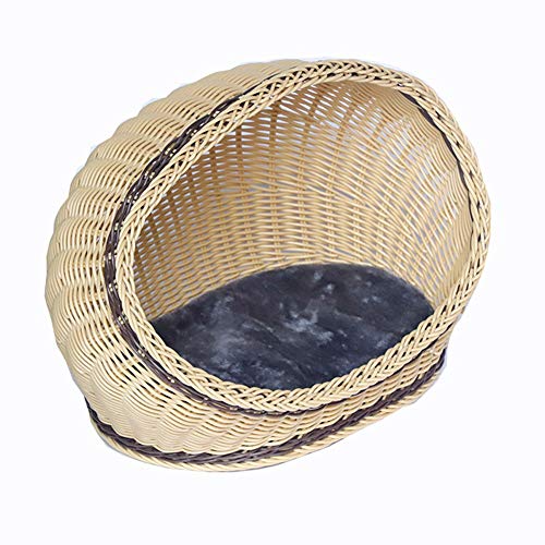 Heimat für Haustiere Katze Bett Haustiere Korb Rattan Weben bequem schlafen Bett Schalenform handgestrickt für Hunde/Katze Hundebetten (beige mittel) von Msuiiixcccc