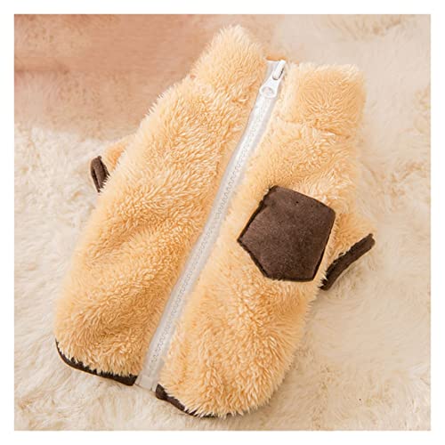 Herbst und Winter warme arktische Fleece Haustier Baumwolle gepolsterte Jacke Tasche Reißverschluss Fleece (Farbe blau Größe: XS-Code) (braun XXL-Code) von Msuiiixcccc