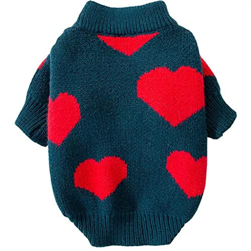Herz Gestrickte Pullover Hundebekleidung Warm Pullover Hunde Kleidung Haustiere Kleidung Kleine Niedliche Herbst Winter Yorkies (Farbe: Grün Größe : S Code) (Grüner M-Code) von Msuiiixcccc