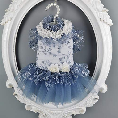 Hund Katzen Brautkleid Tutu Prinzessin Haustier Welpen Kleider Stickerei Schleife Kleidung (Farbe: Rosa Größe: XX-Large) (Blau Groß) von Msuiiixcccc