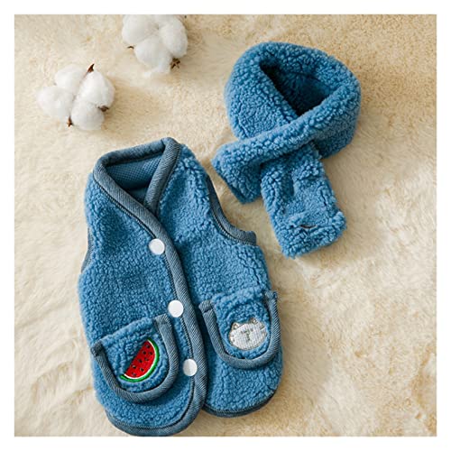 Hundeweste Winter-Katzen-Kleidung Medium kleiner Hund Warme weiche Tierjacke Samt-Schal (Farbe: Blau Größe: Code M) (Blauer Code S) von Msuiiixcccc