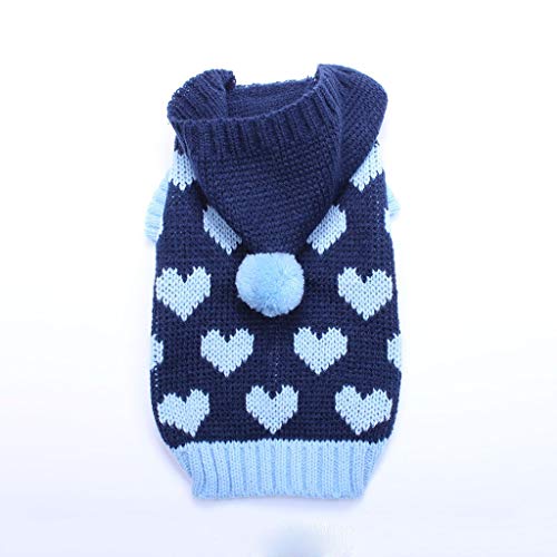 Katzen Hund Pullover Hoodie Herzen JumperPet Welpe Mantel Warme Kleidung für Hunde Katzen Klein Medium (Farbe: Blau Größe: Klein) (Blau X) von Msuiiixcccc
