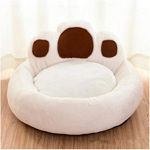 Katzen- und Hundebett Druckmuster Pfoten Besserer Schlaf Weiches und bequemes Hundebett Warm und sicheres Autositzkissen für Tiere (weiß 55cm / 21,7 Zoll) von Msuiiixcccc