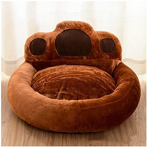 Katzen- und Hundebett Pfotenabdruck Design Verbesserter Schlaf Weiche und bequeme Hundebett Warmes und sicheres Autositzkissen für Haustiere (braun 55cm / 21.7in) von Msuiiixcccc