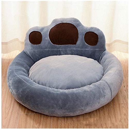 Katzen- und Hundebett Pfotenabdruck Design Verbesserter Schlaf Weiche und bequeme Hundebett Warmes und sicheres Autositzkissen für Haustiere (grau 55cm / 21.7in) von Msuiiixcccc