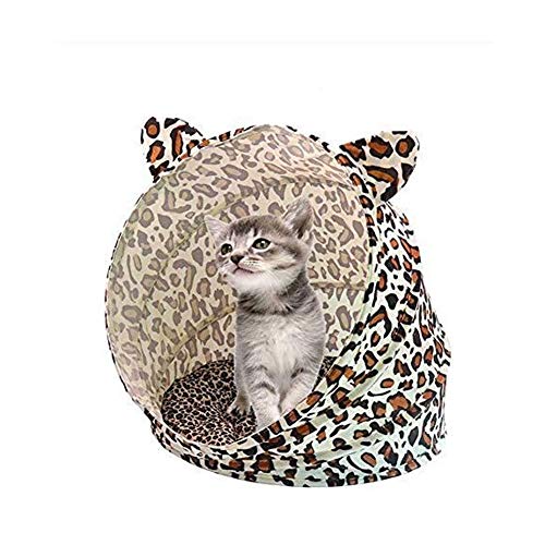 Katzenhaus Katzenbett Warm Tierbett Höhlenzelt Welpen Hund Zucht Winter Atmungsaktives Bett Leopard Print Style 1014 von Msuiiixcccc