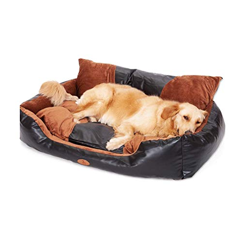 Kennel Winter waschbar Labrador Alaska Hundebett Husky Medium Großer Hund Haustier Sofa Vier Jahreszeiten PU Leder Nähte Dominant (90x70x36cm von Msuiiixcccc