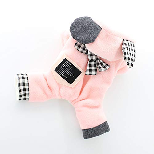 Kleidung für Hunde Winter Hund Overall Gitter Bär Flanell Vierbeiner Hoodie XS S M L XL (Farbe: Rosa Größe: Klein) (Rosa X) von Msuiiixcccc