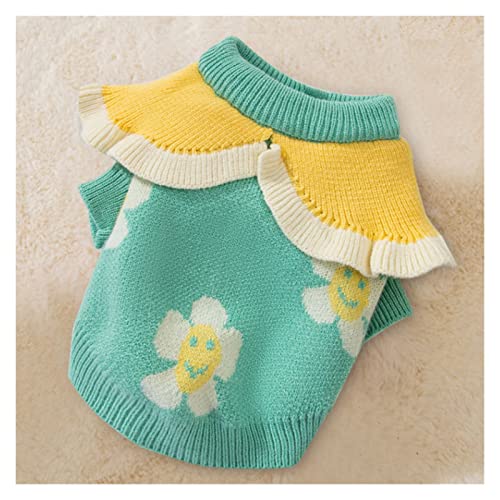 Lotus Blattkragen Puppy Pullover Winter Warm Hundekleidung Haustier Soft Pullover Jacke (Farbe: Rosa Größe: XS-Code) (Grün S-Code) von Msuiiixcccc