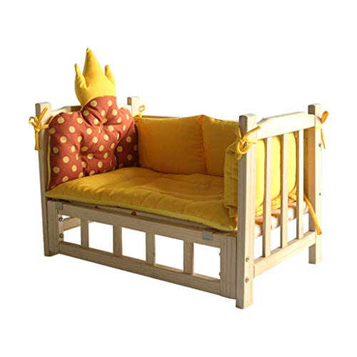 Massivholz Haustier Bett Zwinger Hundebett abnehmbar und waschbar Zwinger Haustier Katzensand große und mittlere Hundeaufbewahrung weg von Feuchtigkeit nicht leicht zu verformen (B 75x50x42cm) von Msuiiixcccc