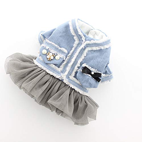 Warm Winter Hundekleid Mantel Fleece Denim Top Princess Hundejacke Kleinkinder Tüll XS S M L XL (Farbe : Mehrfarbig Größe : X-Large) (Mehrfarbig) von Msuiiixcccc