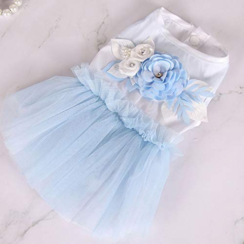 niedlichen Hund Muffin Kleid Prinzessin Kleid Tutu Blumen Perlen bequem Hundekleid Rock rosa Spitze Muster Welpen Hund Zubehör (Farbe: rosa Größe : groß) (blau x) von Msuiiixcccc