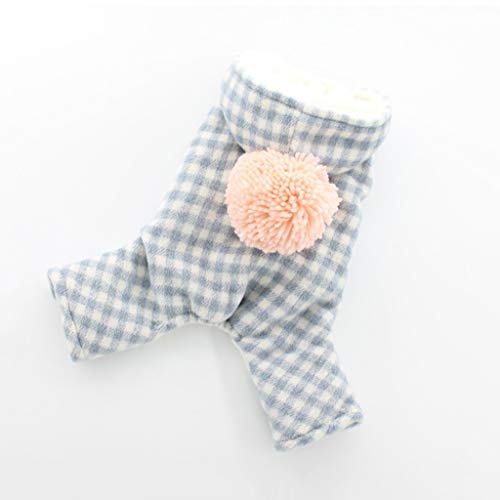 warmen Winter Teddy Bichon Kleidung für Hunde großen Pelz Ball Dekoration karierten Hund Overall XS S M L XL (Farbe: Blau Größe: Groß) (Blau Klein) von Msuiiixcccc