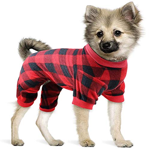 Hunde-Pyjama, mittelgroß, weicher Flanell-Pyjama, für Weihnachten, warme und gemütliche Haustierkleidung, Größe M, Rot Hunde-Pyjama, mittelgroß, weicher Flanell-Pyjama, für Weihnachten, warme und gemütliche Haustierkleidung, Größe M, Rot von Mtliepte