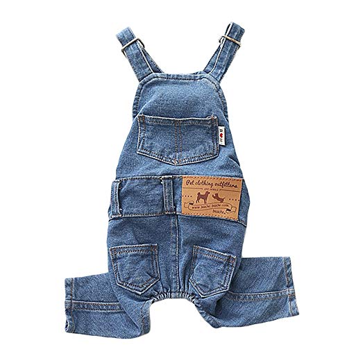 Denim-Overall für Hunde, Katzen, Haustiere, Jeans, Overall, Kleidung für Yorkie, Bulldogge, Blau, Größe S Denim-Overall für Hunde, Katzen, Haustiere, Jeans, Overall, Kleidung für Yorkie, Bulldogge, Blau, Größe S von MuYaoPet