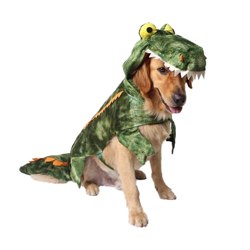 MUYAOPET Großes Hundekostüm Halloween Hund Krokodil Kostüm Haustiere Winter Warm Mantel Jumpsuits (L, Grün) von MuYaoPet