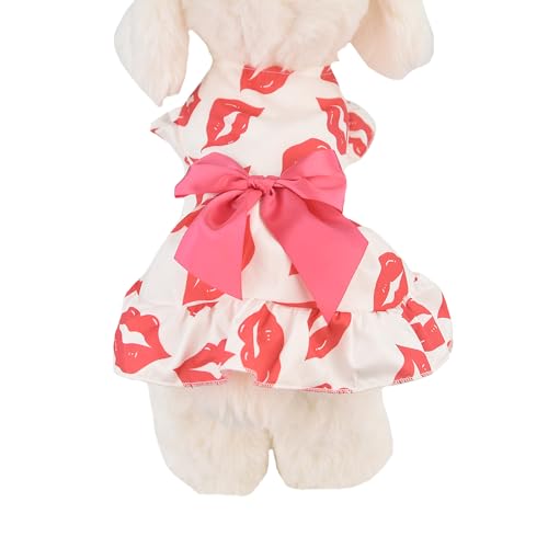 MuYaoPet Hundekleid mit Schleife, Valentinstagskleidung, Tutu-Rock, Kleider für kleine Hunde, Katzen, Mädchen, Rosa (Sesy Lip, L) von MuYaoPet