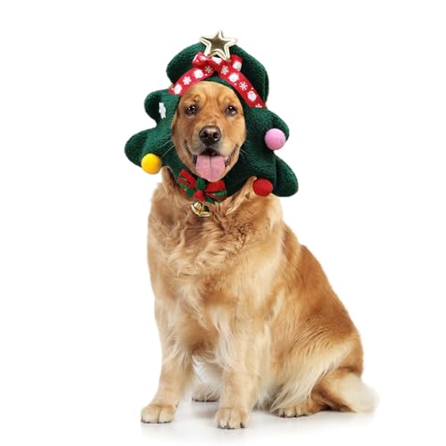MuYaoPet Weihnachtsmütze mit Fliege und Halsband, Katzen-Weihnachtsbaum-Kostüm, Outfits für kleine, mittelgroße und große Hunde, warme Wintermütze, Hals-Ohrenwärmer, Stirnband, Kopfbedeckung (Rot, XL) MuYaoPet Weihnachtsmütze mit Fliege und Halsband, Katzen-Weihnachtsbaum-Kostüm, Outfits für kleine, mittelgroße und große Hunde, warme Wintermütze, Hals-Ohrenwärmer, Stirnband, Kopfbedeckung (Rot, XL) von MuYaoPet