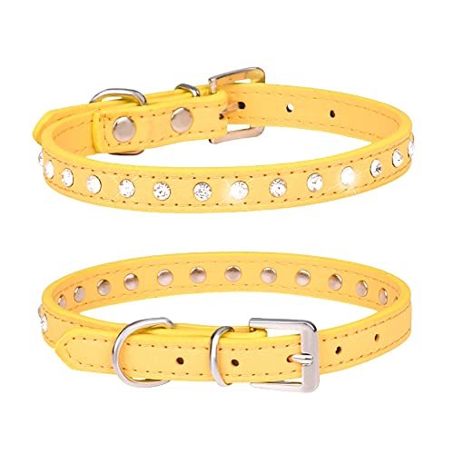 Hundehalsband, glitzernder Strass, PU-Leder, Kristall, Diamant, für Hunde und Katzen, Welpen, Halsband für kleine Hunde, Jungen, Mädchen von Mucee