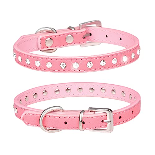 Hundehalsband, glitzernder Strass, PU-Leder, Kristall, Diamant, für Hunde und Katzen, Welpen, Halsband für kleine Hunde, Jungen, Mädchen von Mucee