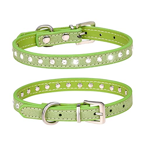 Hundehalsband, glitzernder Strass, PU-Leder, Kristall, Diamant, für Hunde und Katzen, Welpen, Halsband für kleine Hunde, Jungen, Mädchen von Mucee