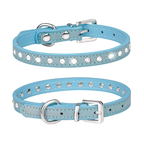 Hundehalsband, glitzernder Strass, PU-Leder, Kristall, Diamant, für Hunde und Katzen, Welpen, Halsband für kleine Hunde, Jungen, Mädchen von Mucee